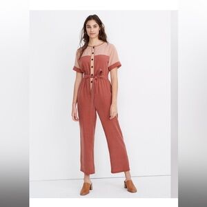 Madewell Colorblock Short-Sleeve Belted Jumpsuit medium